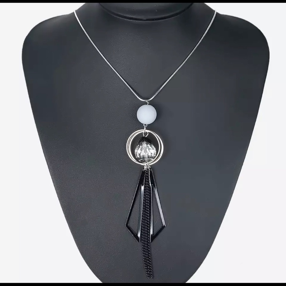 Black Tassel Long Necklace
